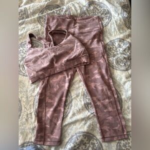 Athleta Pink Camo Sports Bra and Leggings Set